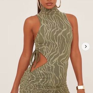 EGO Olive Green Zebra Print Dress